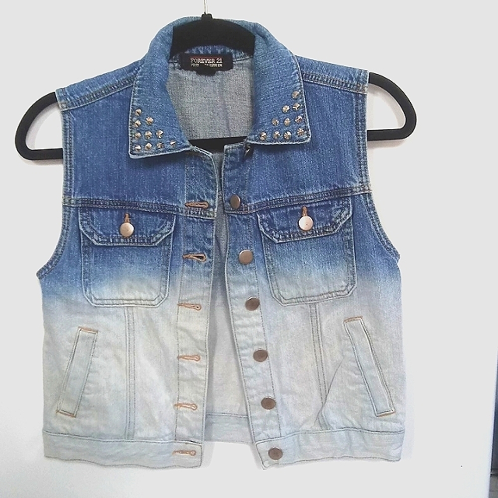 XS Forever21 Studded Denim Vest